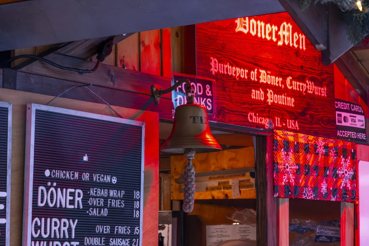 A döner stand glowing red